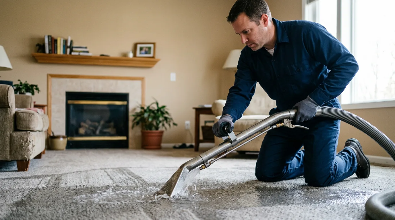 Water damage restoration technician working near French Village, MO